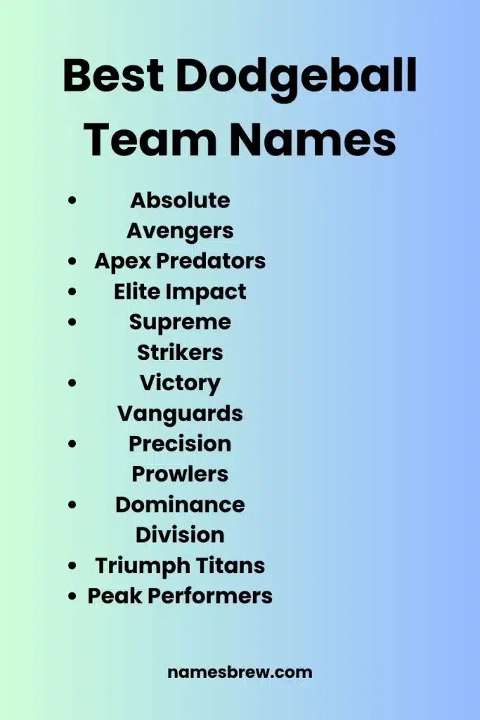 Dodgeball Team Names